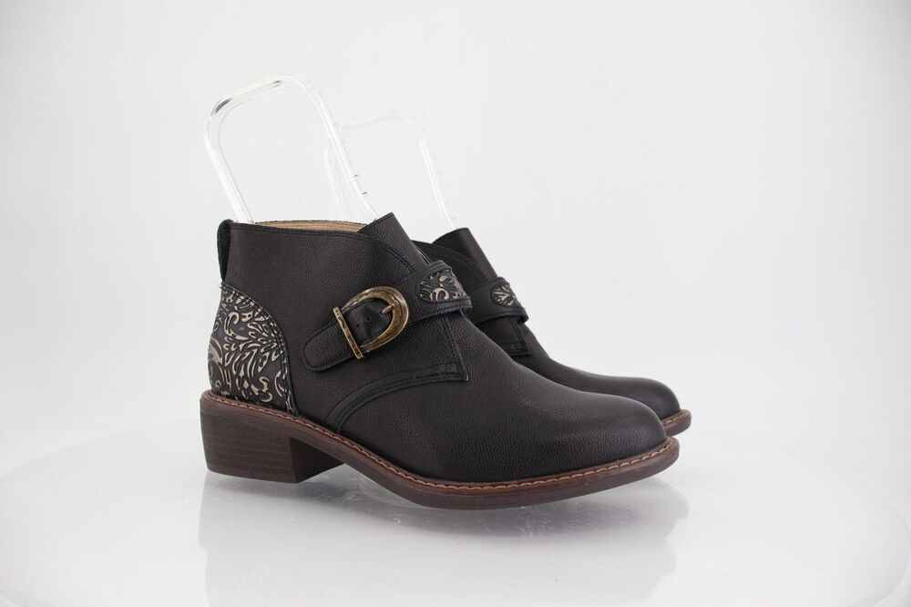 Alegria Mikki Showboat Women's Sz 40/9-9.5 Black Leather Buckle Ankle Boots
